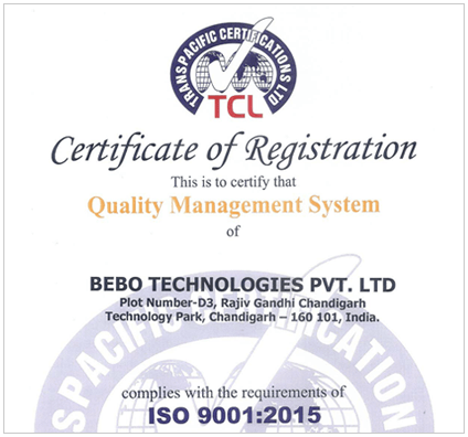 Certificate of Registration - bebo Technologies - Quality Management System Certificate of Registration - bebo Technologies