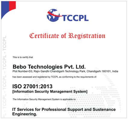 TCCPL -Certificate of Registration - bebo Technologies TCCPL -Certificate of Registration