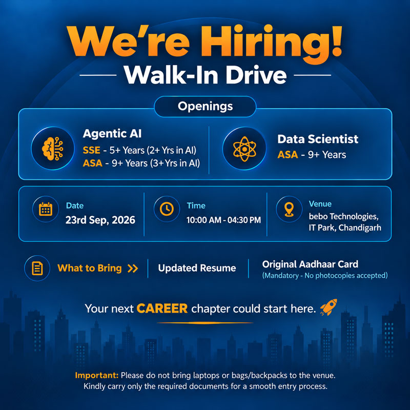 Walk-in @ bebo Technologies Walk-in @ bebo Technologies